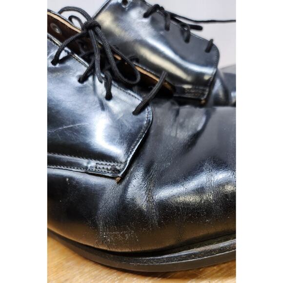 VTG Walker Shoe Co Black Leather Derby Dress Shoes Mens 8.5 XW USA 1988 main image 5